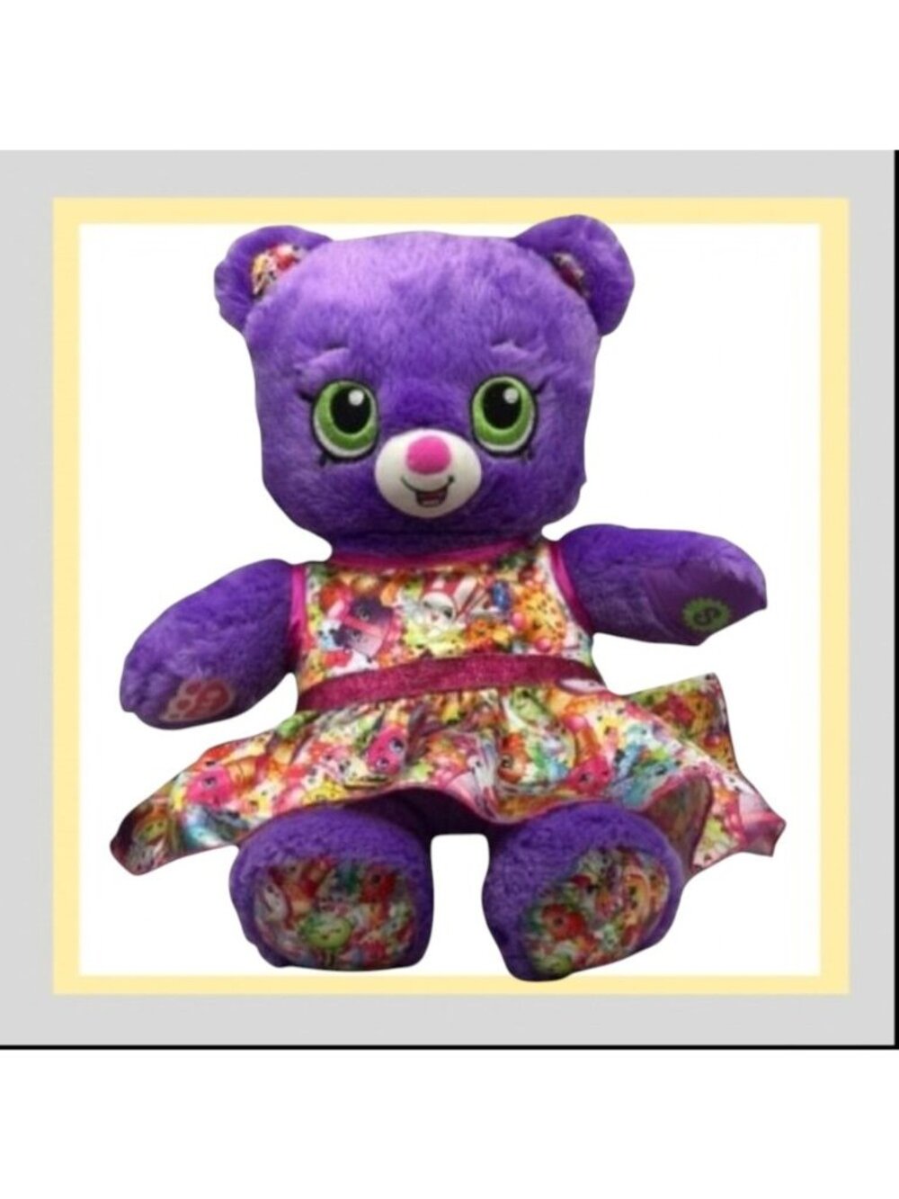 Build-A-Bear Shopkins Purple Plush Bear With Dress 17" Limited Edition
